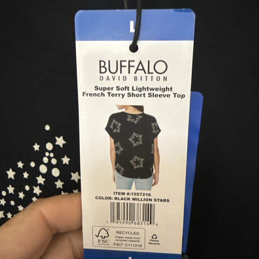 Buffalo David Bitton Shirt Ladies Large Short Sleeve Stars - Picture 4 of 9
